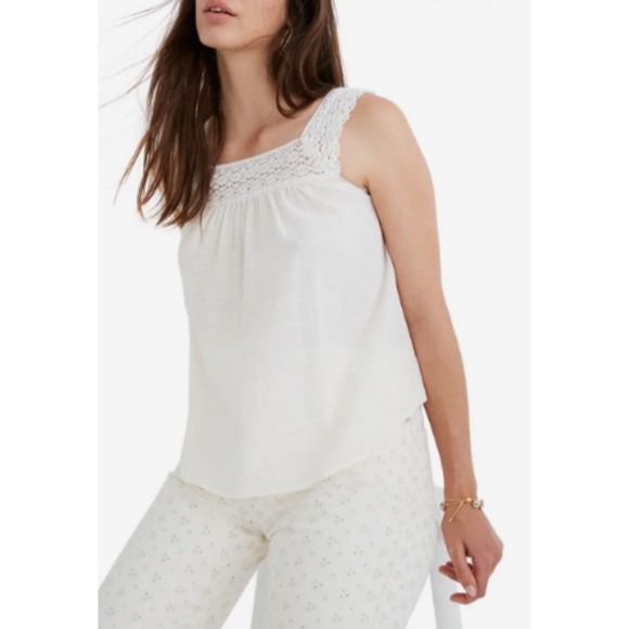 NWT Madewell Ivory Crochet Tie-Back Tank Top Sz XS - Picture 1 of 5